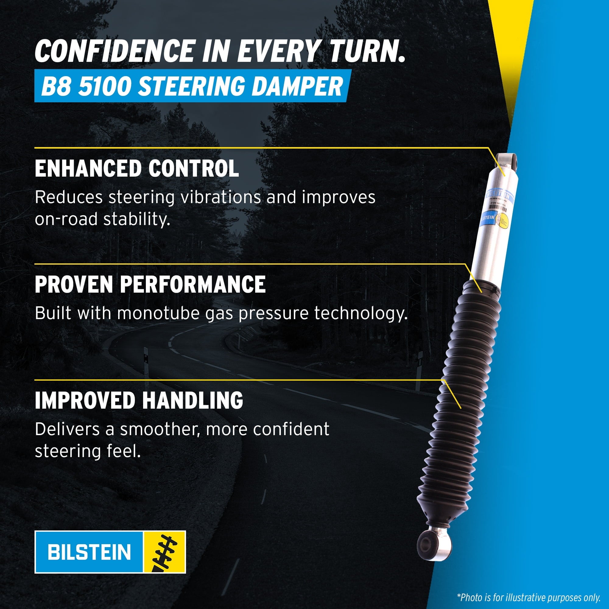 Bilstein Set of Front and Rear B8 5100 Series Shocks Compatible with 2011-2025 Silverado / Sierra 2500 / 3500 HD with 1.5 Front & 0-1 Rear Lift