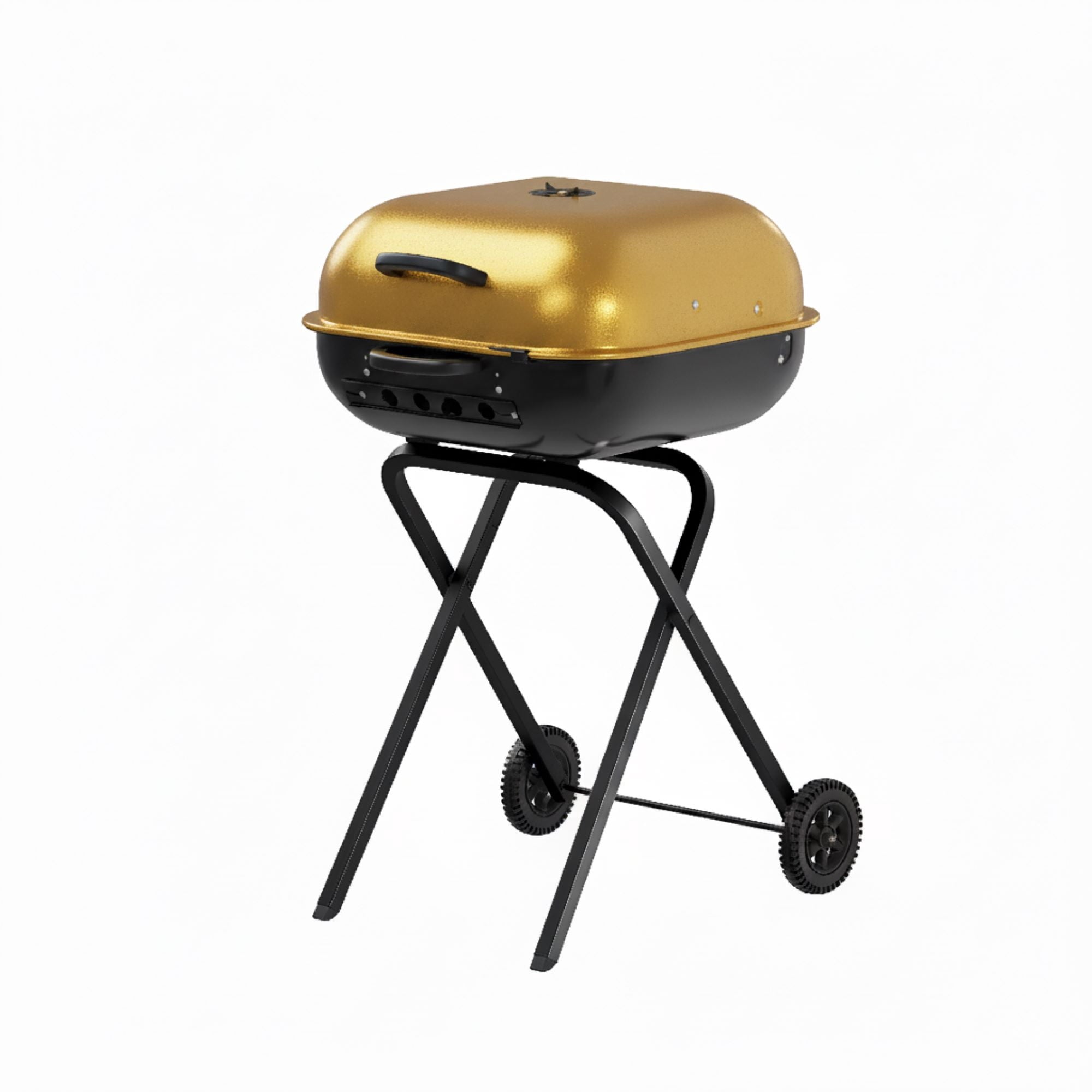 Americana Walk-A-Bout, Original Square Charcoal Grill-100% Pre-Assembled Portable Steel, Blue