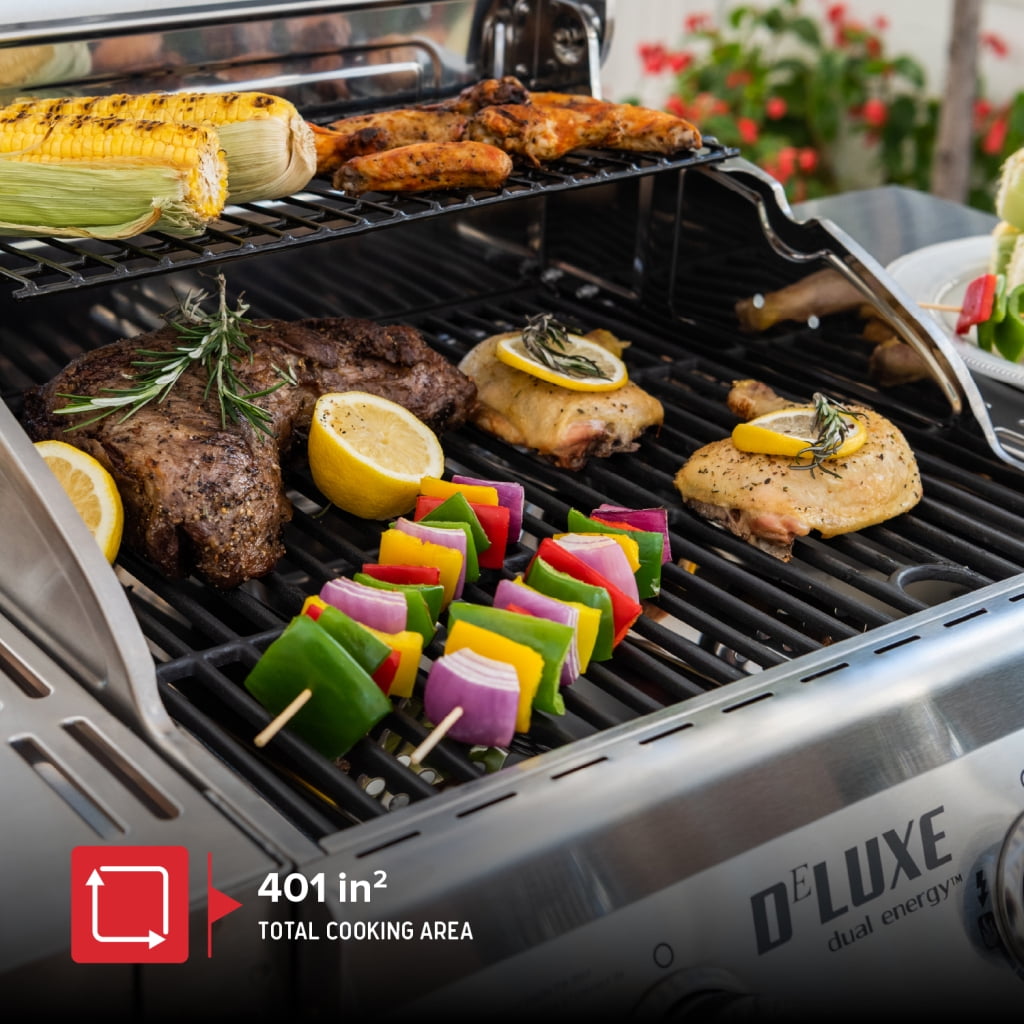 Nexgrill Deluxe 2-Burner Gas Grill with 401 SQ In Grate, 28000 BTUs, Stainless Steel Control Panel & Foldable Side Table, Propane BBQ Grill for Outdoor Cooking, Patios, Backyards and More -720-0864RA